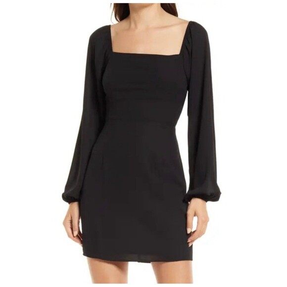 All In Favor NWT Square-Neck Princess Seam Peek-A-Boo Smocked Back Mini Dress XS - Picture 1 of 9